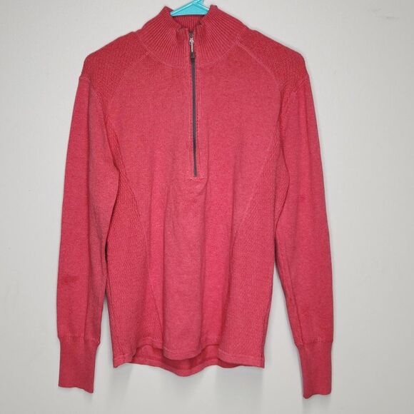 Eddie Bauer Sweater Women's XL Pink 1/2 Zip Pullover Cotton Mock Neck Classic - Picture 1 of 7